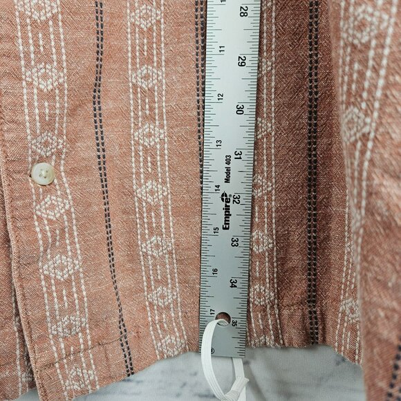 Mutual Weave Cotton Linen Button Up Shirt Mens 3XLT tall Short Sleeve Geometric - Picture 8 of 14